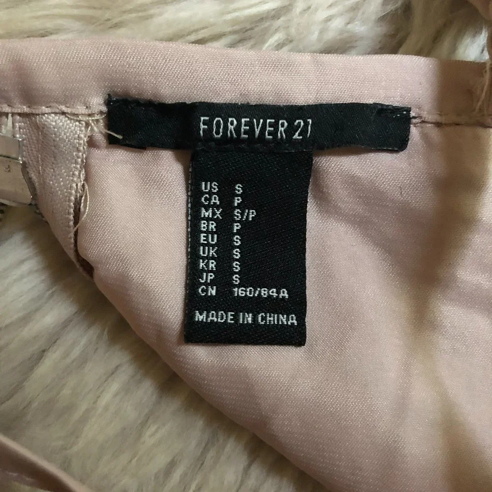 Forever 21 Rose Gold Sequin Rhinestone Crop Top | S - Picture 7 of 10